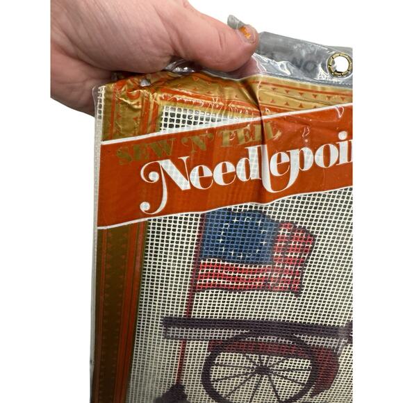 Sew N Tell Patriotic Needlepoint Kit 13 Colonies Flag Cannon Vintage - Picture 2 of 3